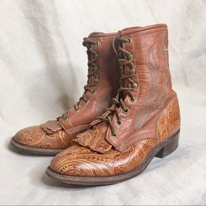 Larry Mahan vintage tooled leather roper